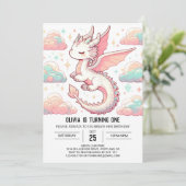 Majestic Adorable Dragon 1. Geburtstag Einladung (Stehend Vorderseite)