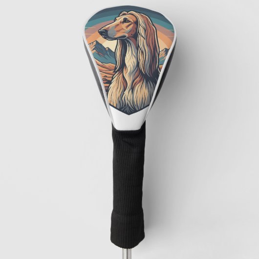 Majestic Afghan Hound Mountain Sunset Graphic Golf Headcover (Vorderseite)