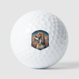 Majestic Afghan Hound Mountain Sunset Graphic Golfball