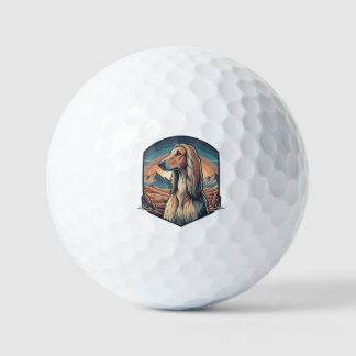 Majestic Afghan Hound Mountain Sunset Graphic Golfball