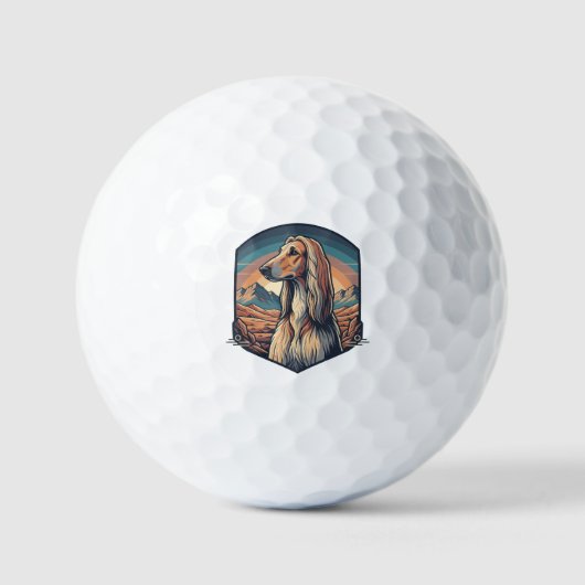 Majestic Afghan Hound Mountain Sunset Graphic Golfball (Vorderseite)