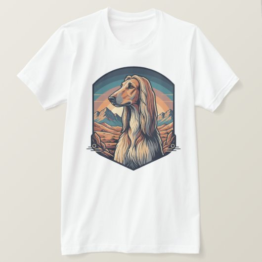 Majestic Afghan Hound Mountain Sunset Graphic T-Sh T-Shirt (Design vorne)
