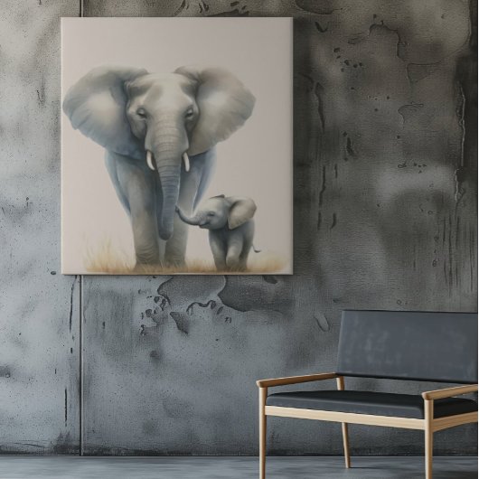 Majestic African Elephant Stretched Canvas Print Leinwanddruck
