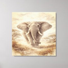 Majestic African Elephant Watercolor Illustration Leinwanddruck