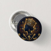 Majestic African queen portrait  Button (Vorne & Hinten)