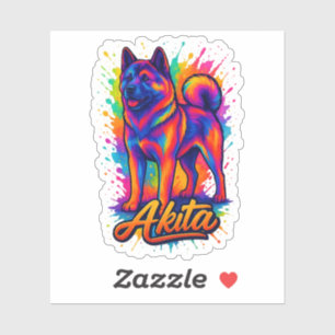 Majestic Akita - Lebhafter farbenfroher Pop Kunst, Aufkleber