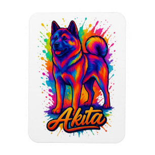 Majestic Akita - Lebhafter farbenfroher Pop Kunst, Magnet