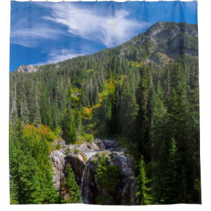 Majestic Alpin Waterfall Landschaft Duschvorhang