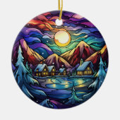 Majestic Alpine Sunset Gestaltetes Glas Keramik Ornament (Vorne)