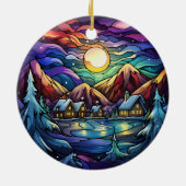 Majestic Alpine Sunset Gestaltetes Glas Keramik Ornament (Hinten)