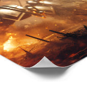 Majestic Amber Toned Medieval Knight Battle Poster (Ecke)