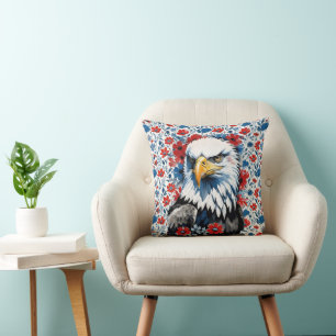 Majestic American Bald Eagle Floral Kissen