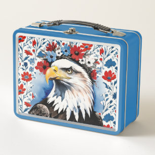 Majestic American Bald Eagle Floral Metall Brotdose