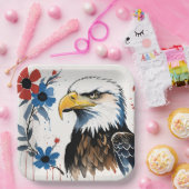 Majestic American Bald Eagle Floral Pappteller (Party)