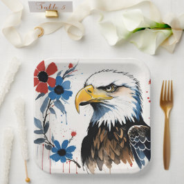 Majestic American Bald Eagle Floral Pappteller