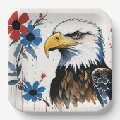 Majestic American Bald Eagle Floral Pappteller (Vorderseite)