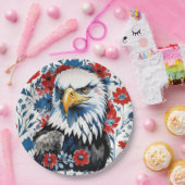 Majestic American Bald Eagle Floral Pappteller (Party)
