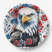 Majestic American Bald Eagle Floral Pappteller (Vorderseite)