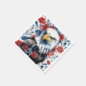 Majestic American Bald Eagle Floral Serviette (Ecke)
