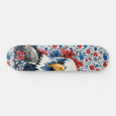 Majestic American Bald Eagle Floral Skateboard (Horizontal)