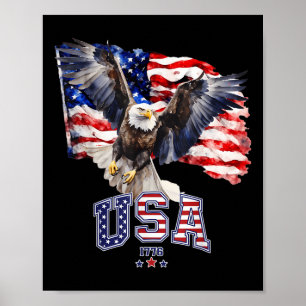 Majestic American Bald Eagle mit US-Flagge 4. Poster