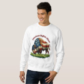 Majestic American Bison Illustriert Flag Sweatshirt (Vorne ganz)