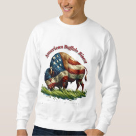 Majestic American Bison Illustriert Flag Sweatshirt