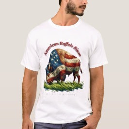 Majestic American Bison Illustriert Flag T-Shirt