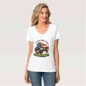 Majestic American Bison Illustriert Flag T-Shirt (Vorderseite Vollansicht)
