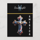 Majestic American Flag Cross mit steil steigendem Postkarte (Vorderseite)