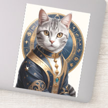 Majestic American Shorthair Cat in Blue and Gold