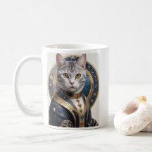 Majestic American Shorthair Cat in Blue and Gold