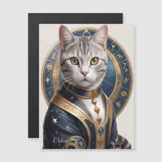 Majestic American Shorthair Cat in Blue and Gold Magnetkarte