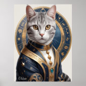 Majestic American Shorthair Cat in Blue and Gold Poster (Vorne)