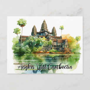 Majestic Angkor Wat Amidt Lush Serenity Postkarte