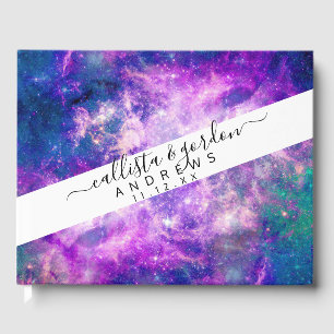 Majestic Aquamarine Lila Sternennebel Gästebuch