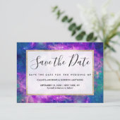 Majestic Aquamarine Lila Sternennebel Save The Date (Stehend Vorderseite)