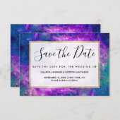 Majestic Aquamarine Lila Sternennebel Save The Date (Vorne/Hinten)