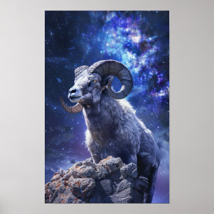 Majestic Aries Astrologie Realistisches Malplakat Poster