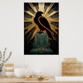 Majestic Art Deco Falcon Silhouette Gold & Teal Poster (Küche)