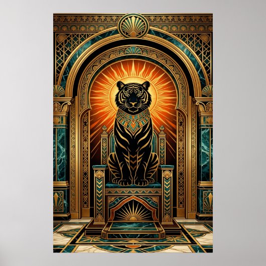 Majestic Art Deco Tiger Gold Foil Style Poster (Vorne)