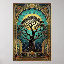 Majestic Art Deco Vintage Film Projector Gold  Poster