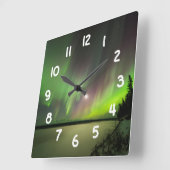 Majestic Aurora Quadratische Wanduhr (Winkel)
