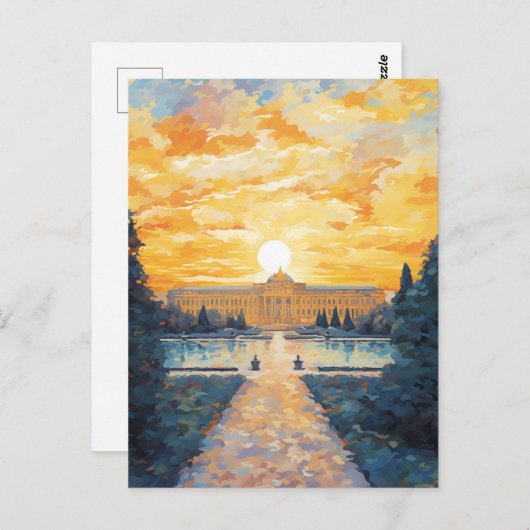 Majestic Austrian Palace at Sunset Postkarte (Vorne/Hinten)