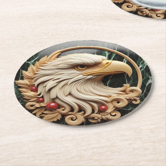 Majestic Bald Eagle Encased Runder Pappuntersetzer (Angewinkelt)