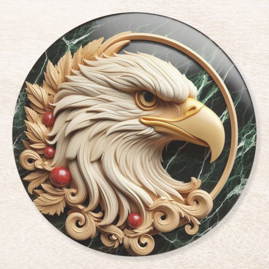 Majestic Bald Eagle Encased Runder Pappuntersetzer (Vorderseite)