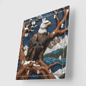 Majestic Bald Eagle in der Winterlandschaft Quadratische Wanduhr (Winkel)