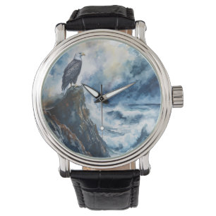 Majestic Bald Eagle mit Blick auf den Ozean Armbanduhr