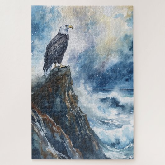 Majestic Bald Eagle mit Blick auf den Ozean Puzzle (Vertikal)