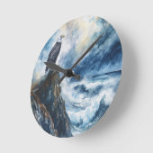 Majestic Bald Eagle mit Blick auf den Ozean Runde Wanduhr (Winkel)